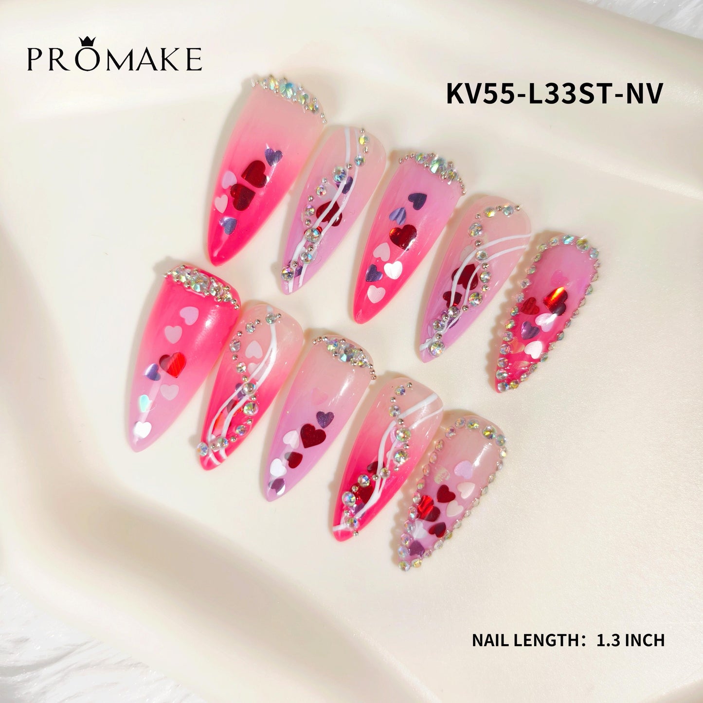Promake x Kymieann Luxury Handmade Press on Nails-  Hand Nails and Toe Nails-  Nail Art Nail Care-With Nails Tools-  Salon Quality-  33MM Length-  Long Length-  S-L Size