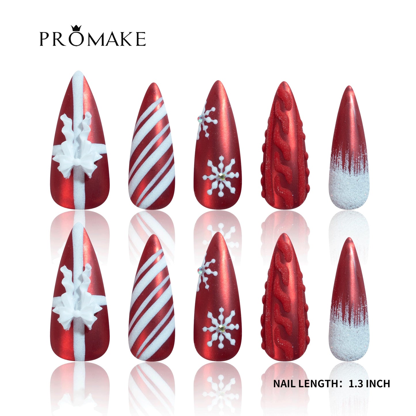 Promake | One Trending Luxury Handmade Press On Nails for Women, Reusable 3D Acrylic Fake Nails, Rhinestone & Unique Nail Art Designs, Multiple Shapes and Lengths, Ships from USA