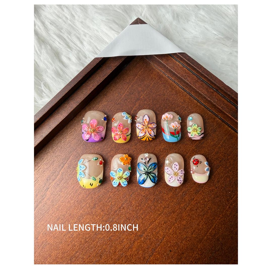 Promake | Symphony Spring Collection | Handmade 3D Floral Press On Nails | Multiple Lengths & Shapes