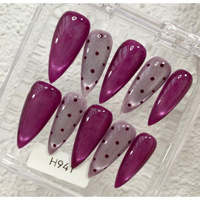Promake H941-L33ST Handmade Press On Nails, Elegant Glossy Unisex Accessory, Beach Ready, Nail Art Tools, Different Lengths, No Dry Time, No UV Lamp, Stay Secure Through Sunscreen, Fashion Unisex