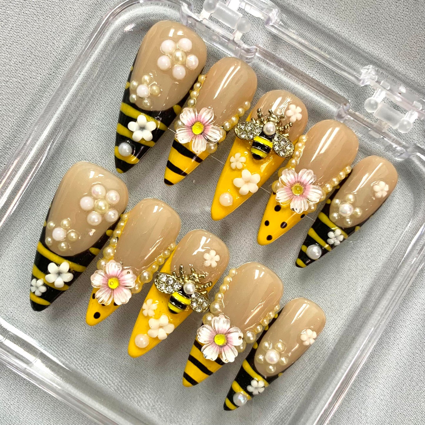 Promake 2026 New Summer Press-On Nails Collection| 100% Handmade Luxury Nails- Beach Ready Nails- Salon Nails at Home- Long Nail Set  with Art Designs & Care Tools - Ready to Gift - Size S-L