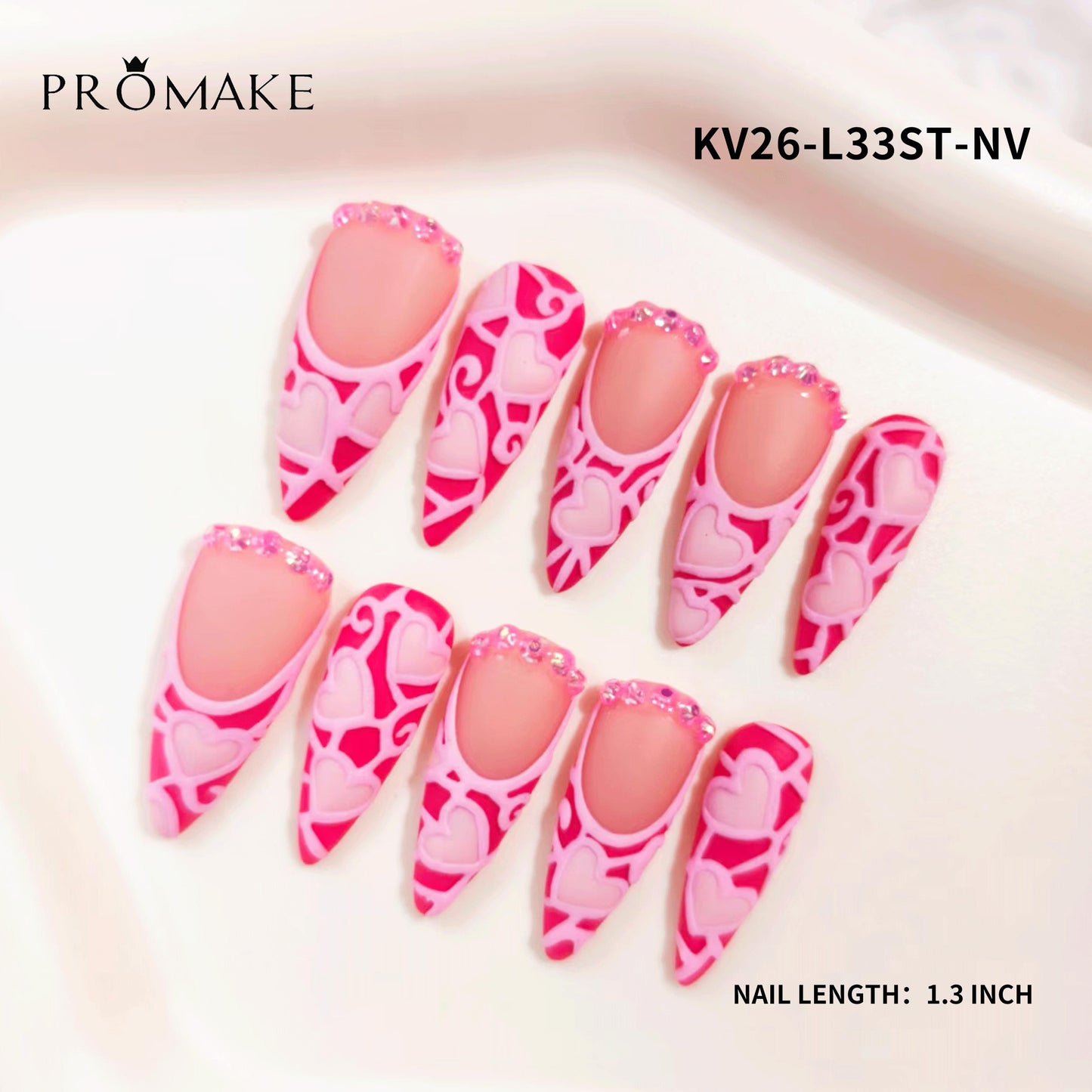 Promake x Kymieann Luxury Handmade Press on Nails-  Hand Nails and Toe Nails-  Nail Art Nail Care-With Nails Tools-  Salon Quality-  33MM Length-  Long Length-  S-L Size