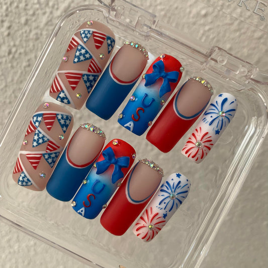 Promake H1102-L33ST-NV Handmade Press On Nails, Summer Beach Ready, Nail Inspo Name Accessory