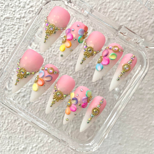 Promake Summer new design - Luxury Handmade Press On Nails, 2026 New Summer Nail ,beach nails,floral nails | long lasting/reuse,sumer limitetd