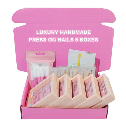 [Tiktok Living Mystery Boxes] Promake Handmade Press on Nails Boxes 10PCS Reuseable Nails wtih Nail tools
