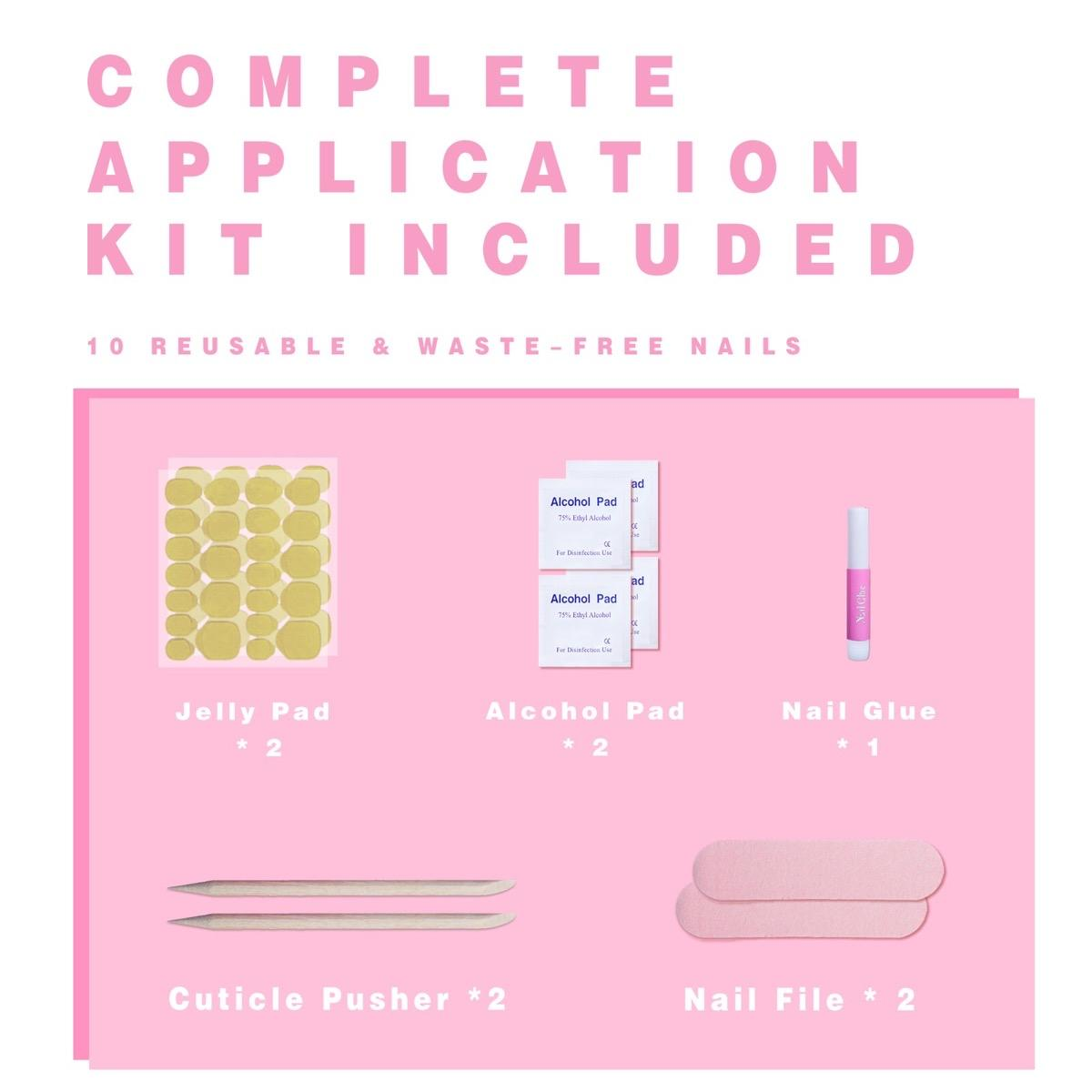 Promake  Midnight Bloom- Luxury Handmade Long Nail Set 33MM with Art Designs & Care Tools Ready to Gift Long Lasting Nails S-L Size Premium ABS Material