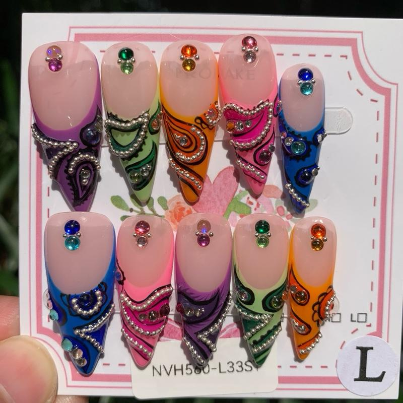 Promake New Drops 3 - New Luxury Handmade Press on Nails-Unique Design-High Quality Nails - With 2 Sets Nails Tools-XS-XL Size（副本）（副本）