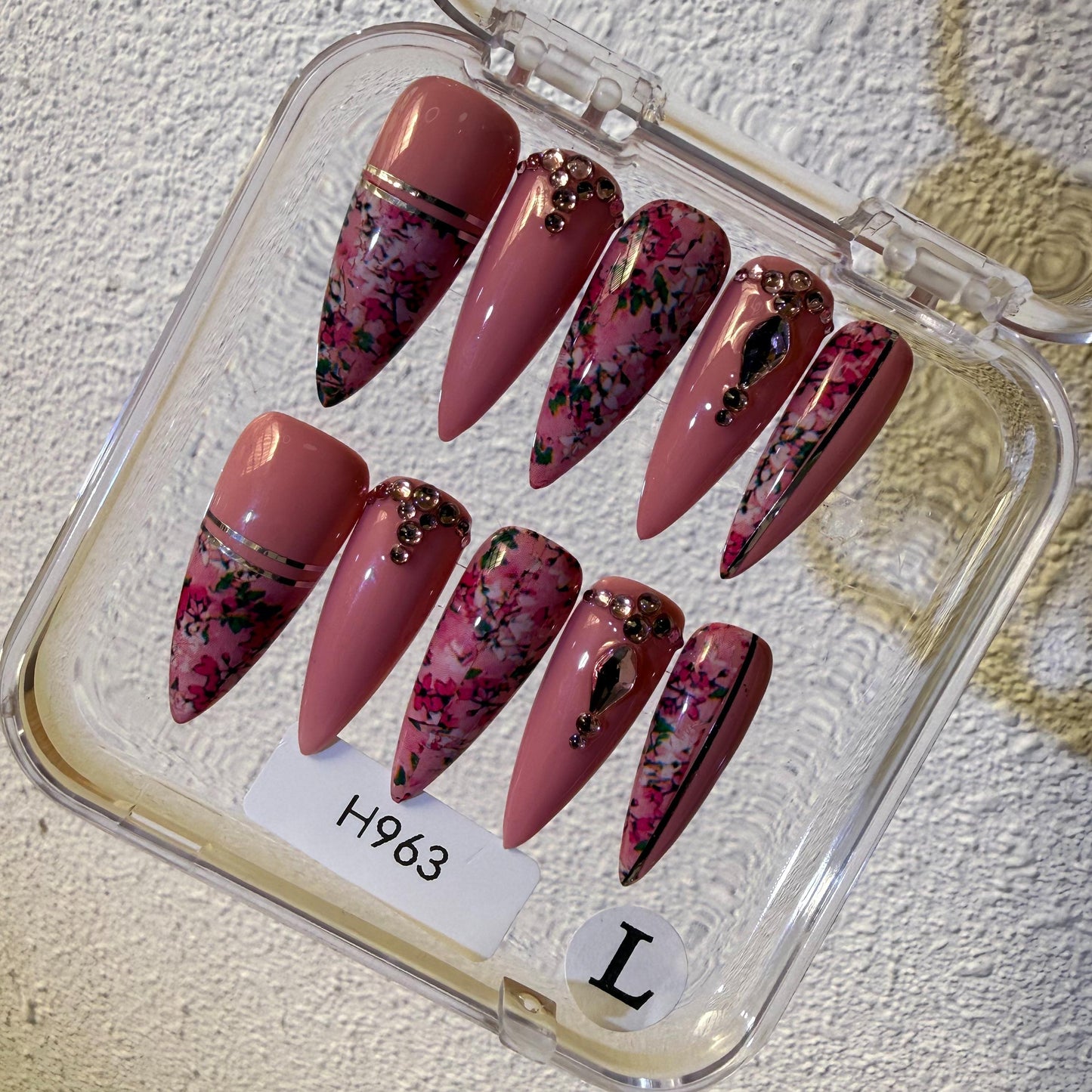 Promake Luxury 100% Handmade Press-On Nails Set, Elegant Spring Design, Glossy Finish, Different Lengths, Easy-to-Apply Long Nail Art, Ready-to-Gift Beauty Accessory, Nail Supplies, Multi-Size