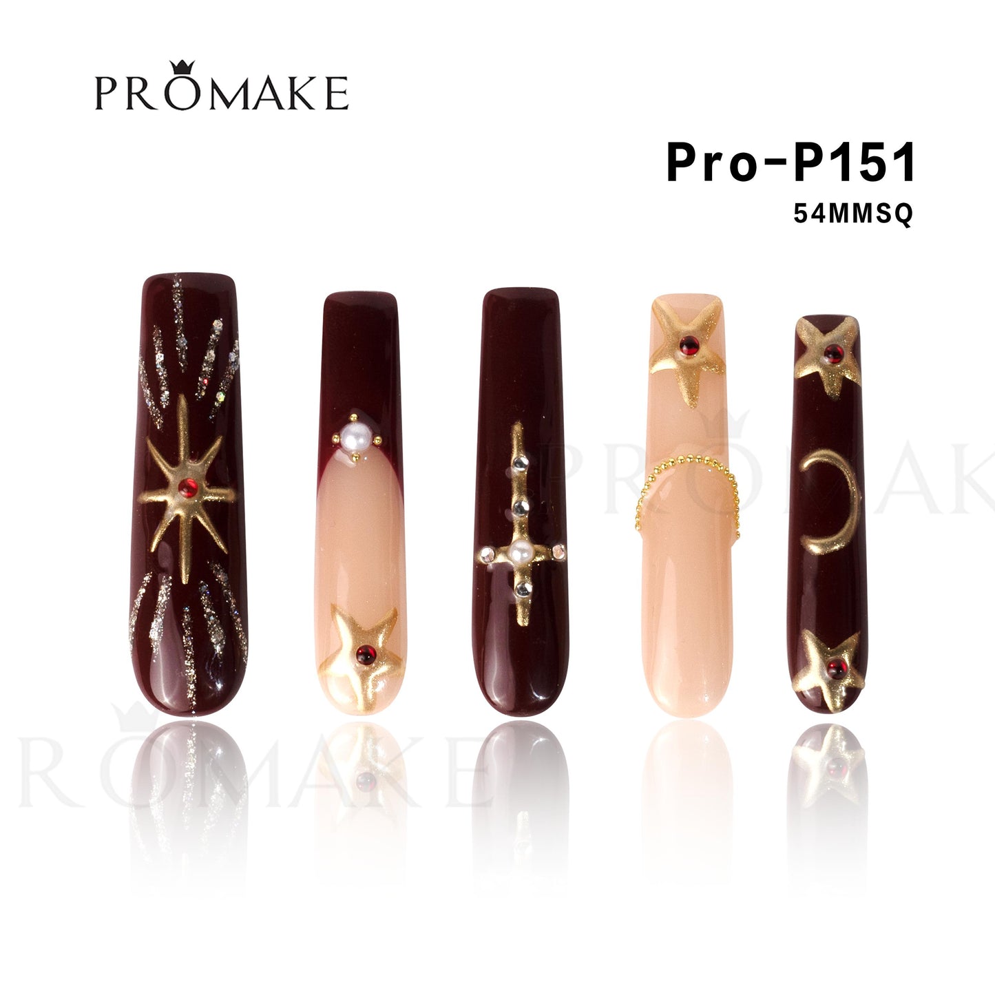 Promake 2.13 Inch Nails-  Luxury Handmade Press on Nails-  Nail Art Nail Care-  With Nails Tools-  54MM Length Super Long Length-XS-XLSize