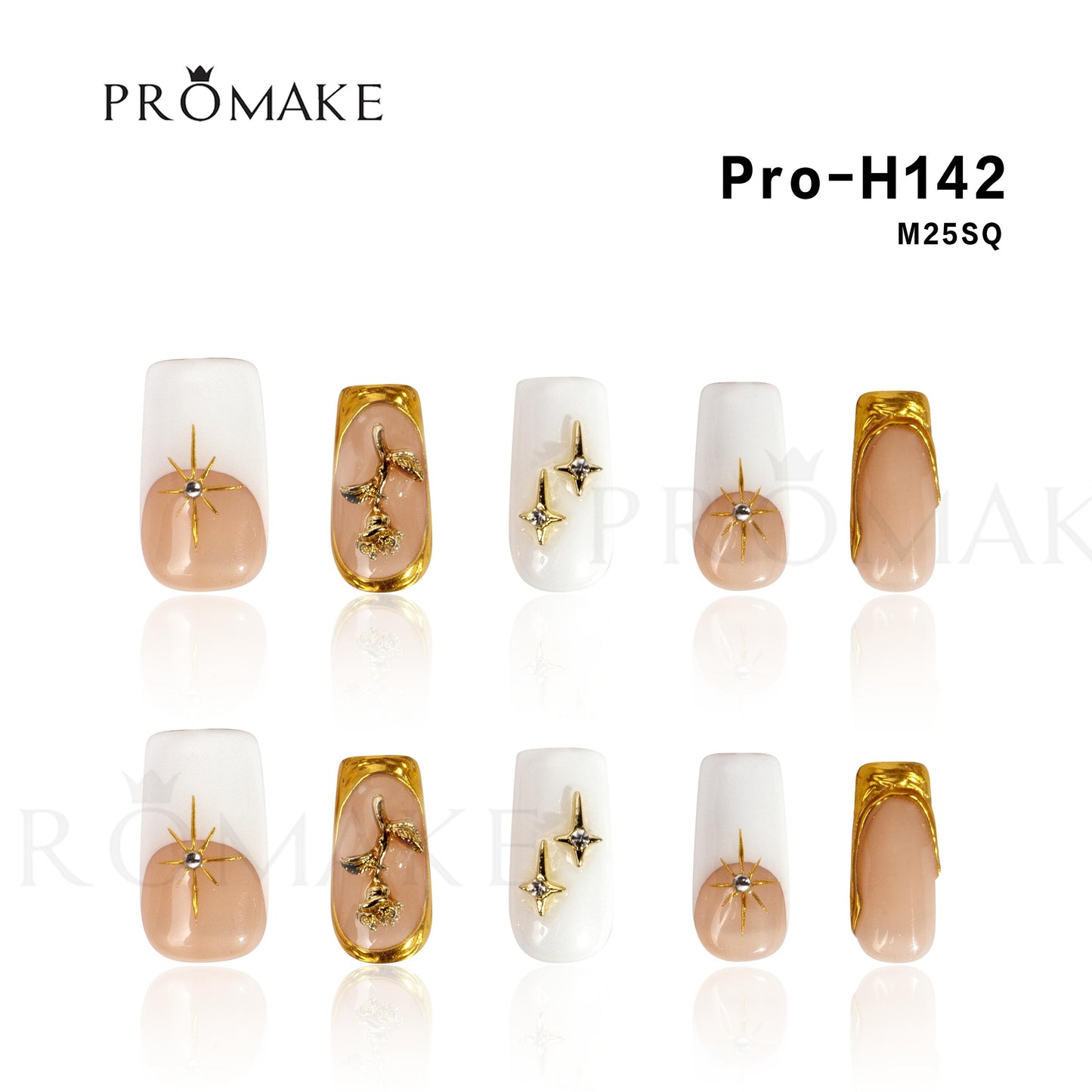 Promake [NV] 1inch /25MM- Luxury Handmade Press on Nails-Unique Design-High Quality Nails - With 4 Sets Nails Tools-Long Length-S-L Size
