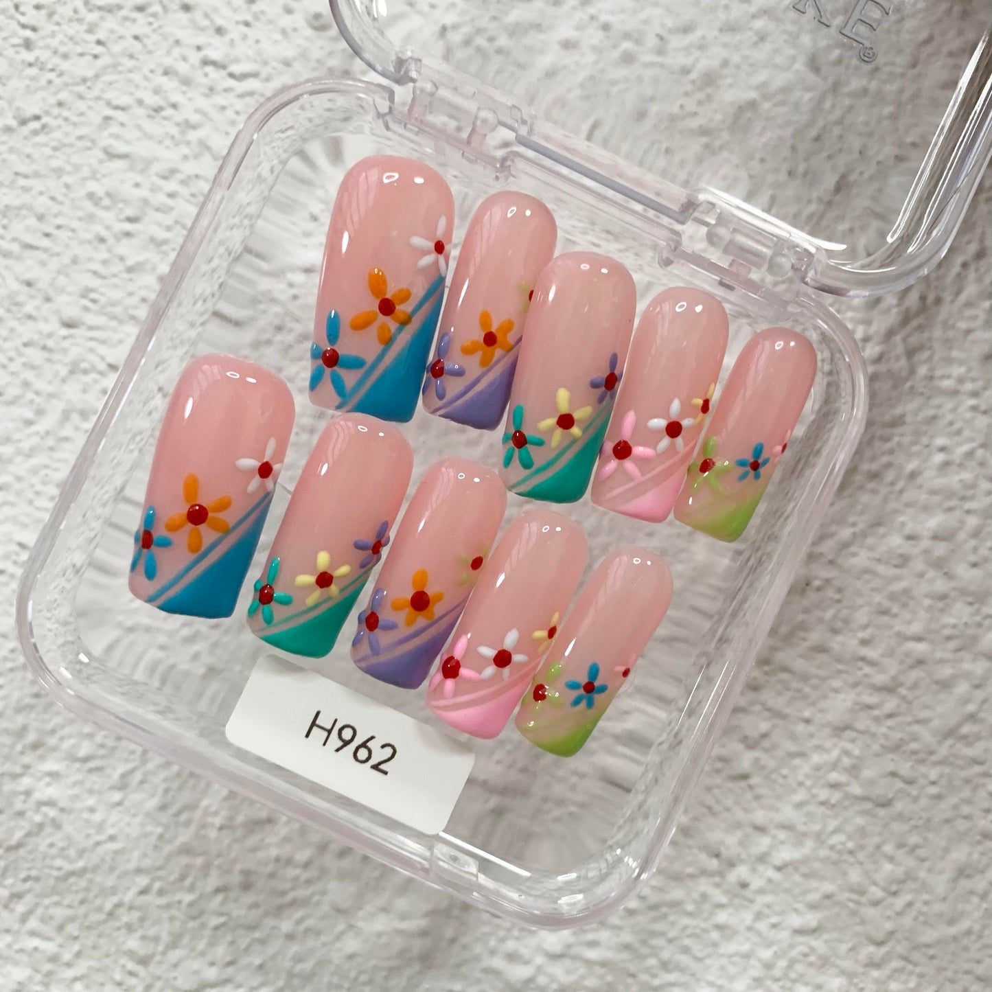Promake H962-L33SQ Handmade Press On Nails, Summer Beach Ready, Nail Inspo Name Accessory