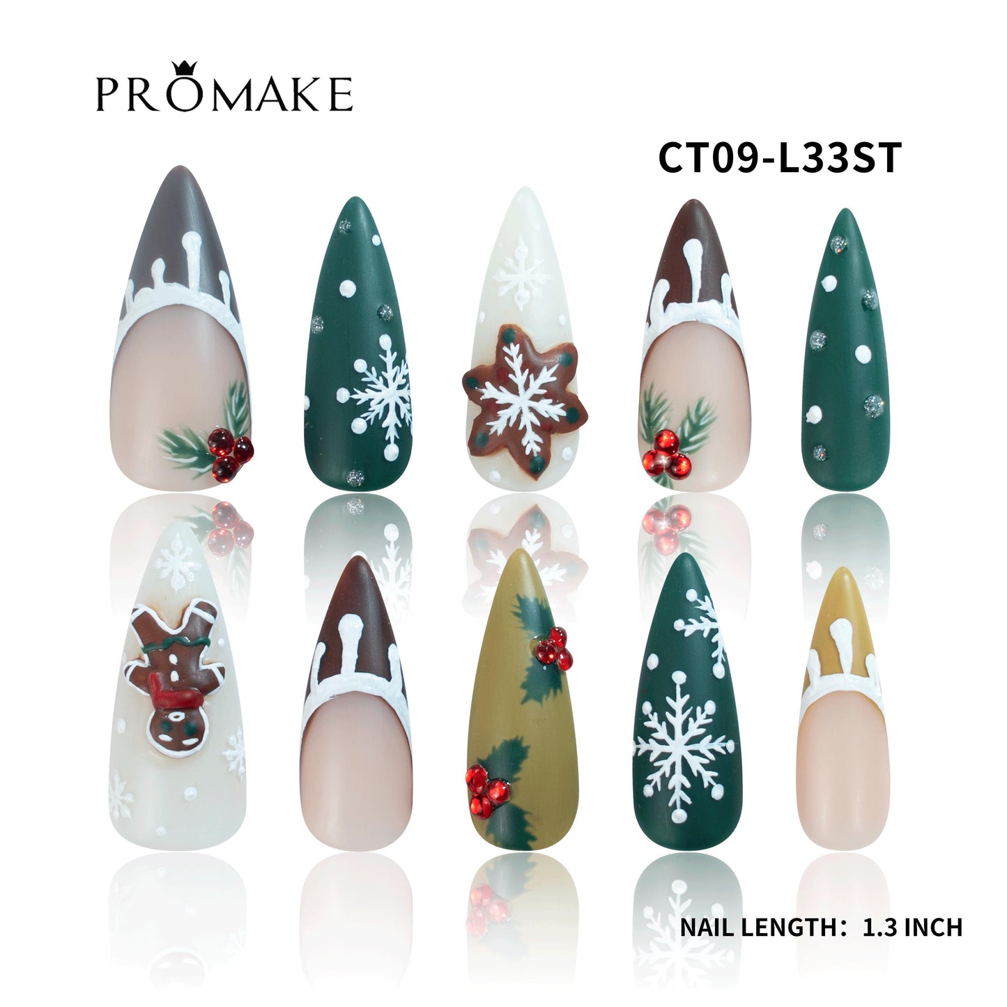 Promake Angel Christmas Collection-  Luxury Handmade Press on Nails-Nail Art Nail Care-With Nails Tools- Different Length  - S-L Size