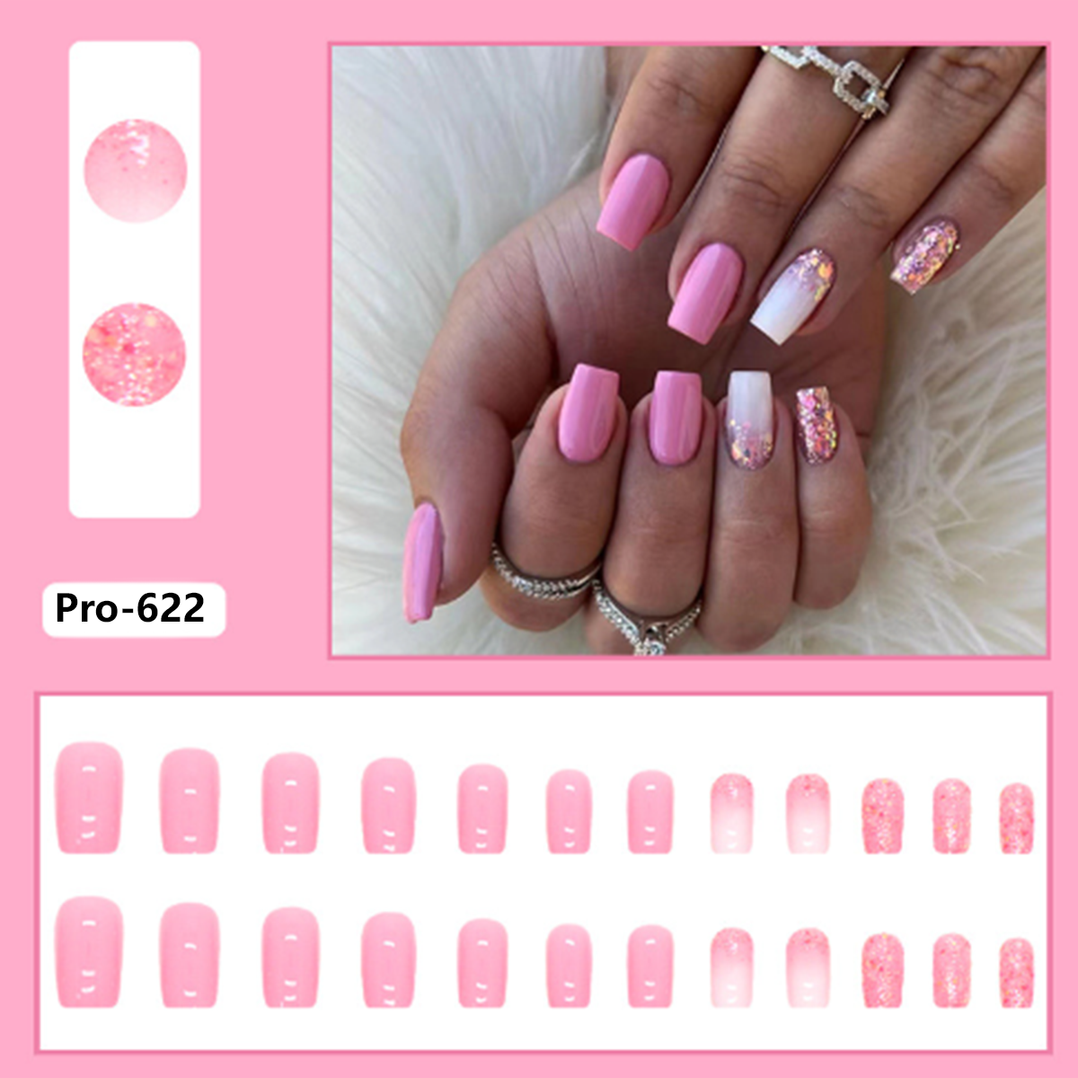 [Buy 6 Get 2]Promakepro Mid-Length 601-624 Press On Nails 24PCS/Sets Unique Design High Quality Reusable