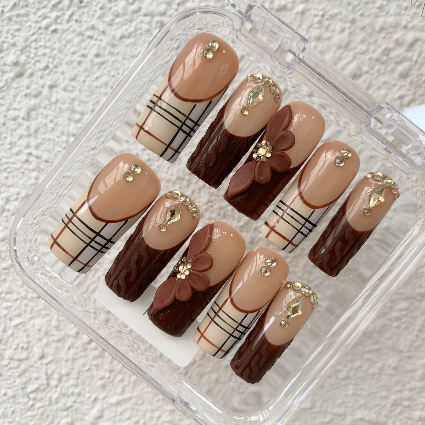 Promake H907-L33SQ Handmade Press On Nails, Summer Beach Ready, Nail Inspo Name Accessory