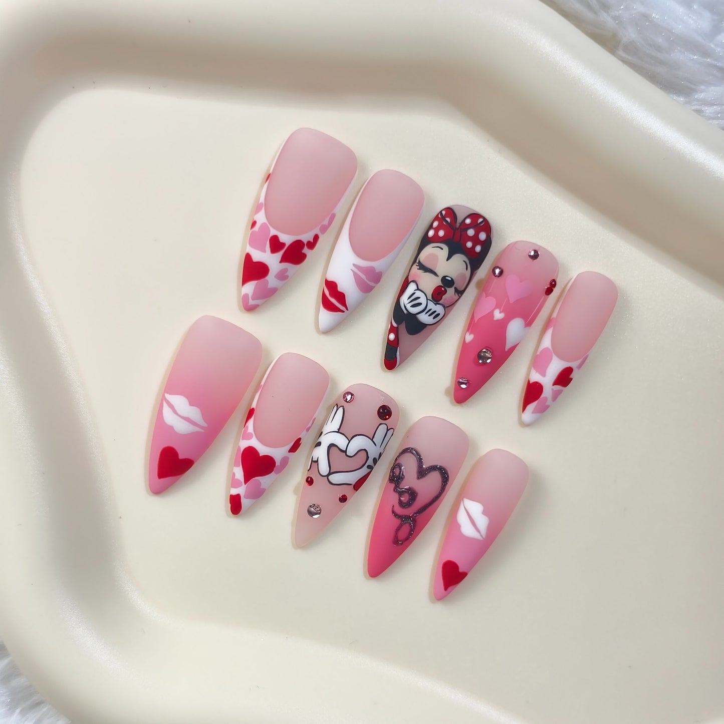 Promake Luxury Handmade Press On Nails - 1.3 Inches (NO.2 Nalis), 33MM Super Long Length, S-L Sizes, Crystal Decorations