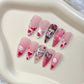 Promake Luxury Handmade Press On Nails - 1.3 Inches (NO.2 Nalis), 33MM Super Long Length, S-L Sizes, Crystal Decorations