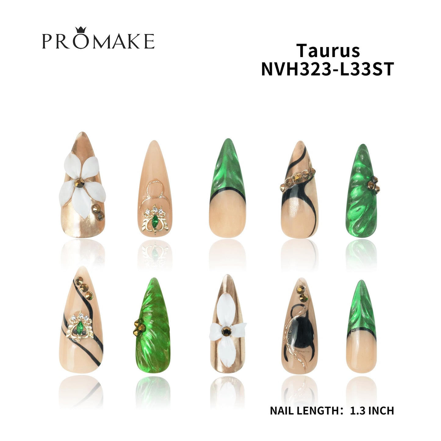 Promake x Kymieann Luxury Handmade Press on Nails-  Hand Nails and Toe Nails-  Nail Art Nail Care-With Nails Tools-  Salon Quality-  33MM Length-  Long Length-  S-L Size