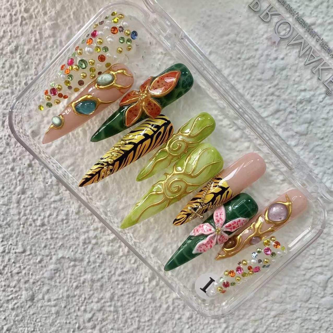 Promake Summer new design - Luxury Handmade Press On Nails, 2026 New Summer Nail ,beach nails,floral nails | long lasting/reuse,sumer limitetd