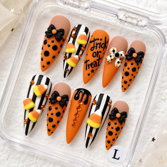 Promake Spooky Aesthetic Press On Nail Kit Set - Handmade Finish Decorative Nails, Reusable Secure Acrylic False Manicure with Tools, Various Sizes, Easy Wear Fashionable Gothic Styles for Women