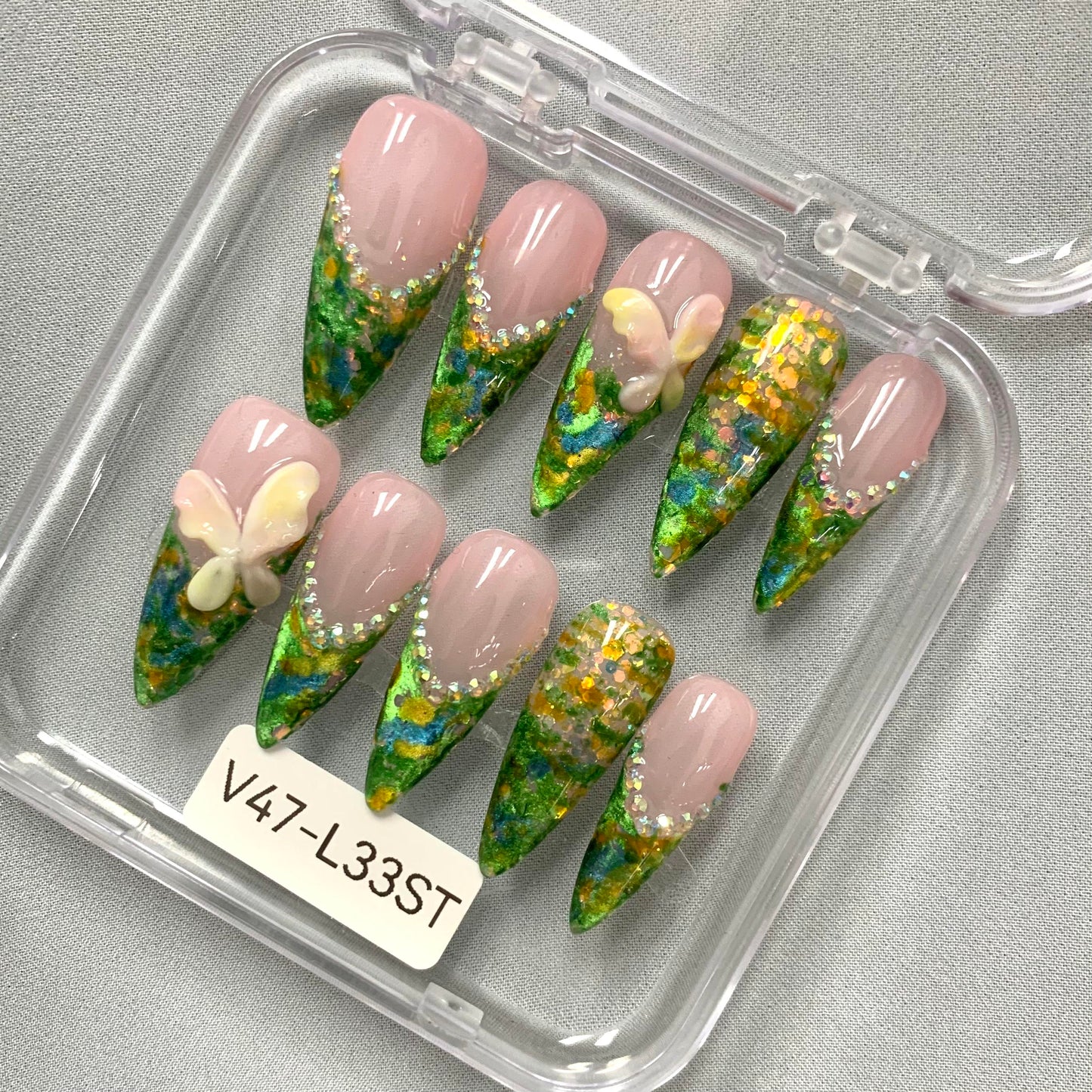 Promake 2026 New Summer Press-On Nails Collection| 100% Handmade Luxury Nails- Beach Ready Nails- Salon Nails at Home- Long Nail Set  with Art Designs & Care Tools - Ready to Gift - Size S-L