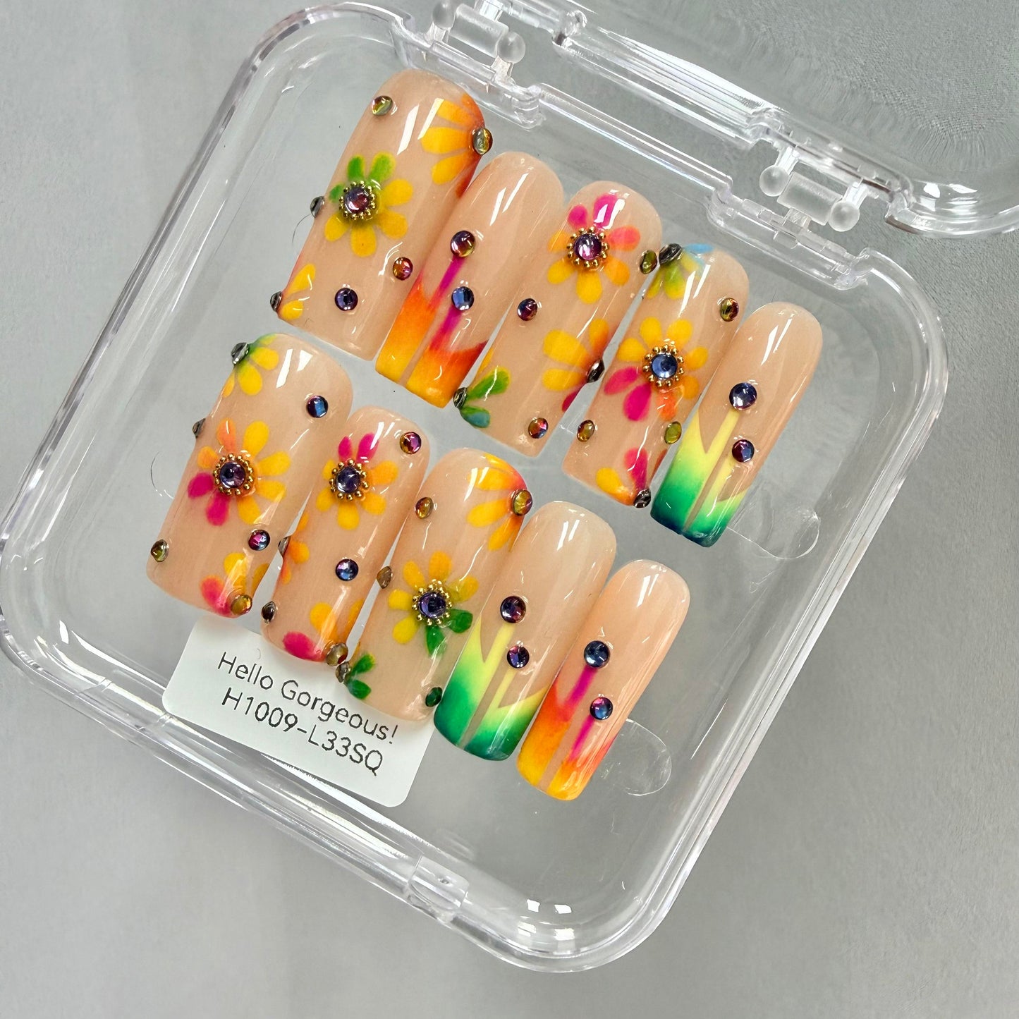 Promake 2026 New Summer Press-On Nails Collection| 100% Handmade Luxury Nails- Beach Ready Nails- Salon Nails at Home- Long Nail Set  with Art Designs & Care Tools - Ready to Gift - Size S-L