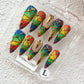Promake | Two Trending  Luxury Handmade Acrylic Press On Nails for Women - Reusable, 3D Nail Art, Rhinestones, Unique Designer Styles, Multiple Shapes & Lengths, Upgraded Application Kit, Multi-Size