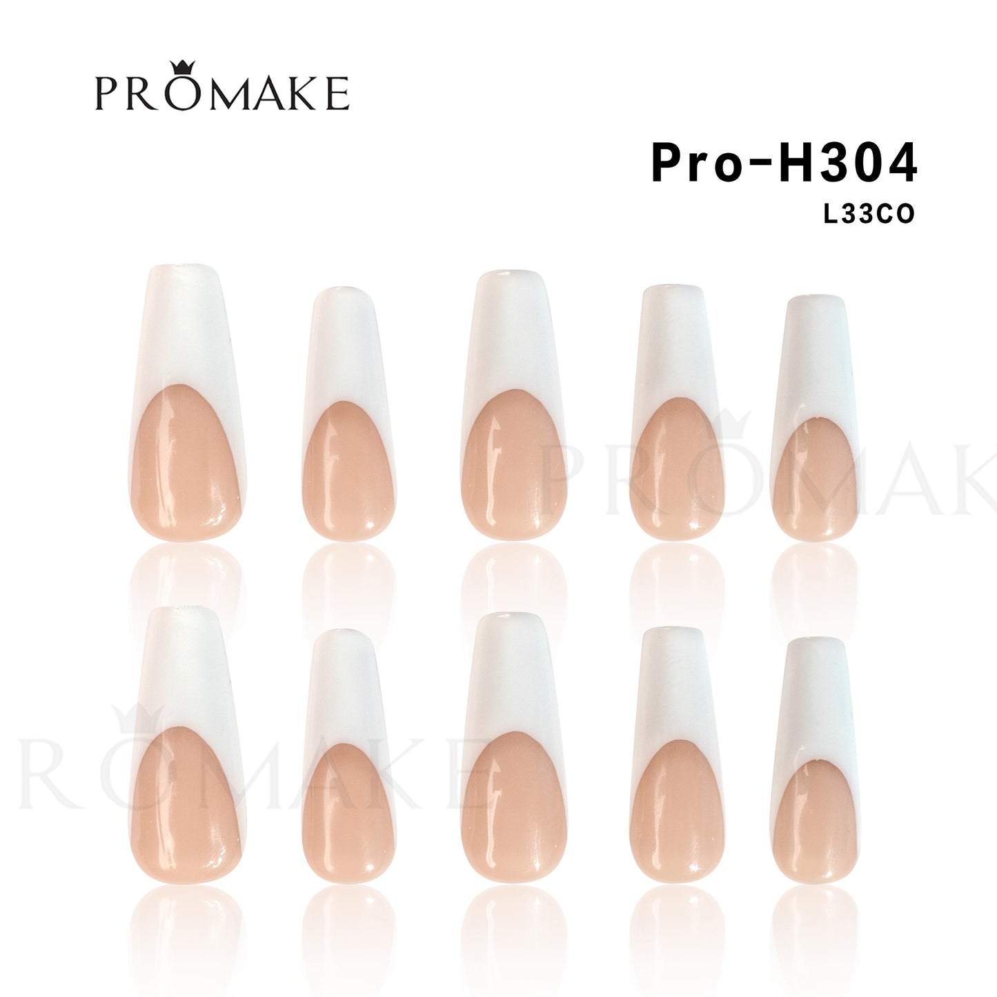 Promake French Classical -  100% Handmade Nails- Press On Nails- Elegance nails-Luxurious Nails-10 PCS with Glue,Coffin French Tips,Stiletto French Tips,Almond French Tips,Perfect for DIY Nail Art and Gifts-size -XS-XL