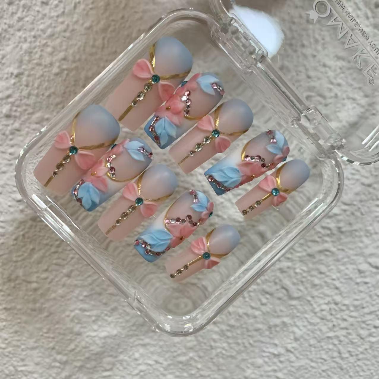 Promake Summer new design - Luxury Handmade Press On Nails, 2026 New Summer Nail ,beach nails,floral nails | long lasting/reuse,sumer limitetd
