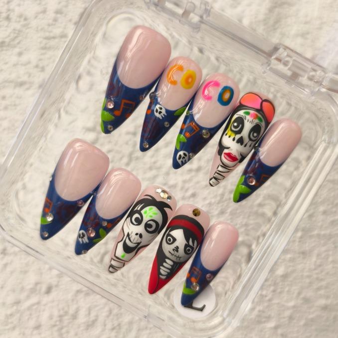 Promake Spooky Halloween Press On Nails, Pumpkin Ghost Bat Gothic False Nails Kit with Nail Glue & Nail Remover Liquid, Halloween Costume Nail Decor for Women & Girls