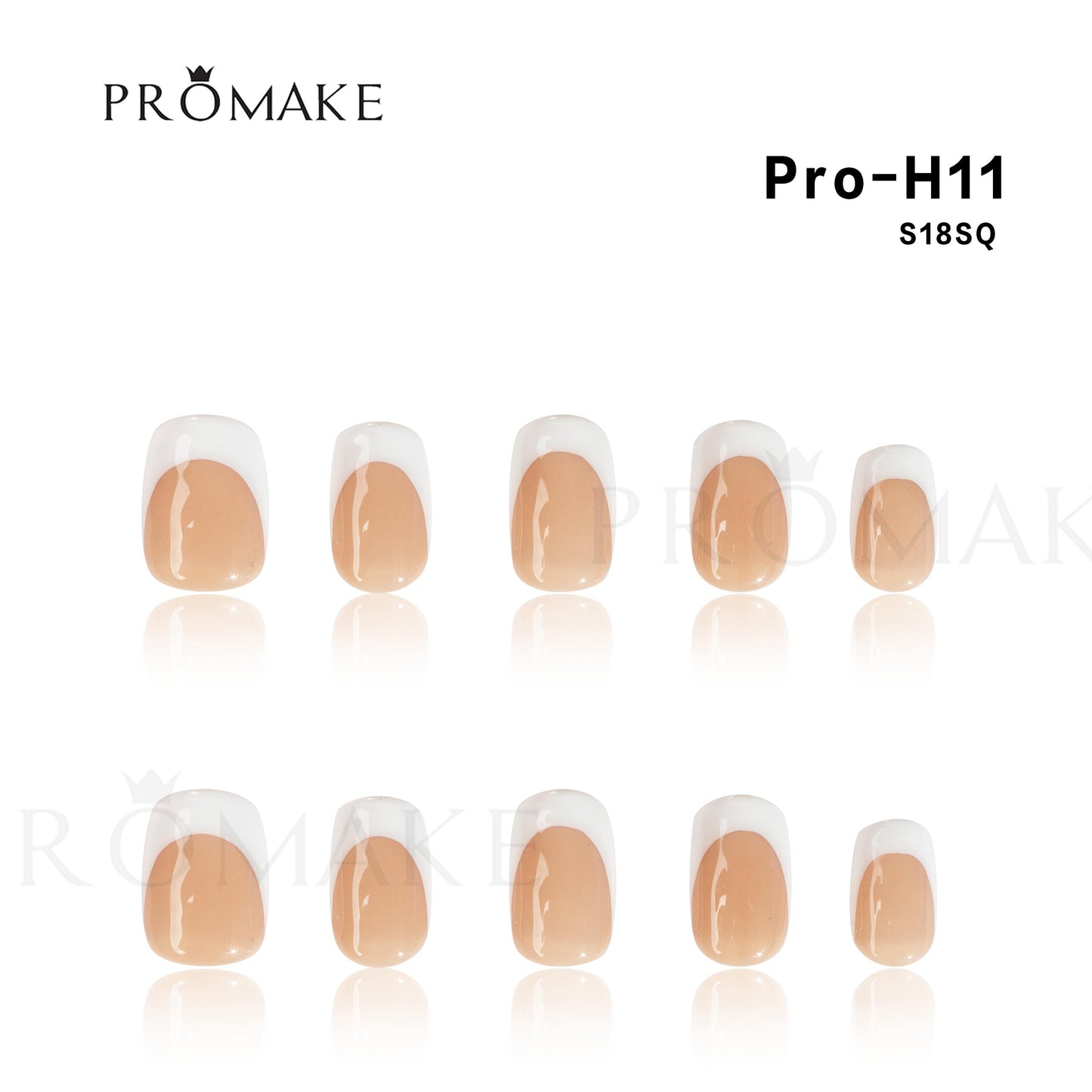 Promake French Style-  100% Handmade Nails- Press On Nails- Luxurious Nails-10 PCS with Glue,Perfect for DIY Nail Art and Gifts-size -XS-XL