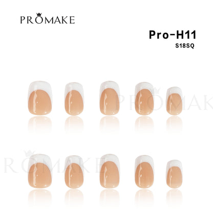 Promake French Style-  100% Handmade Nails- Press On Nails- Luxurious Nails-10 PCS with Glue,Perfect for DIY Nail Art and Gifts-size -XS-XL