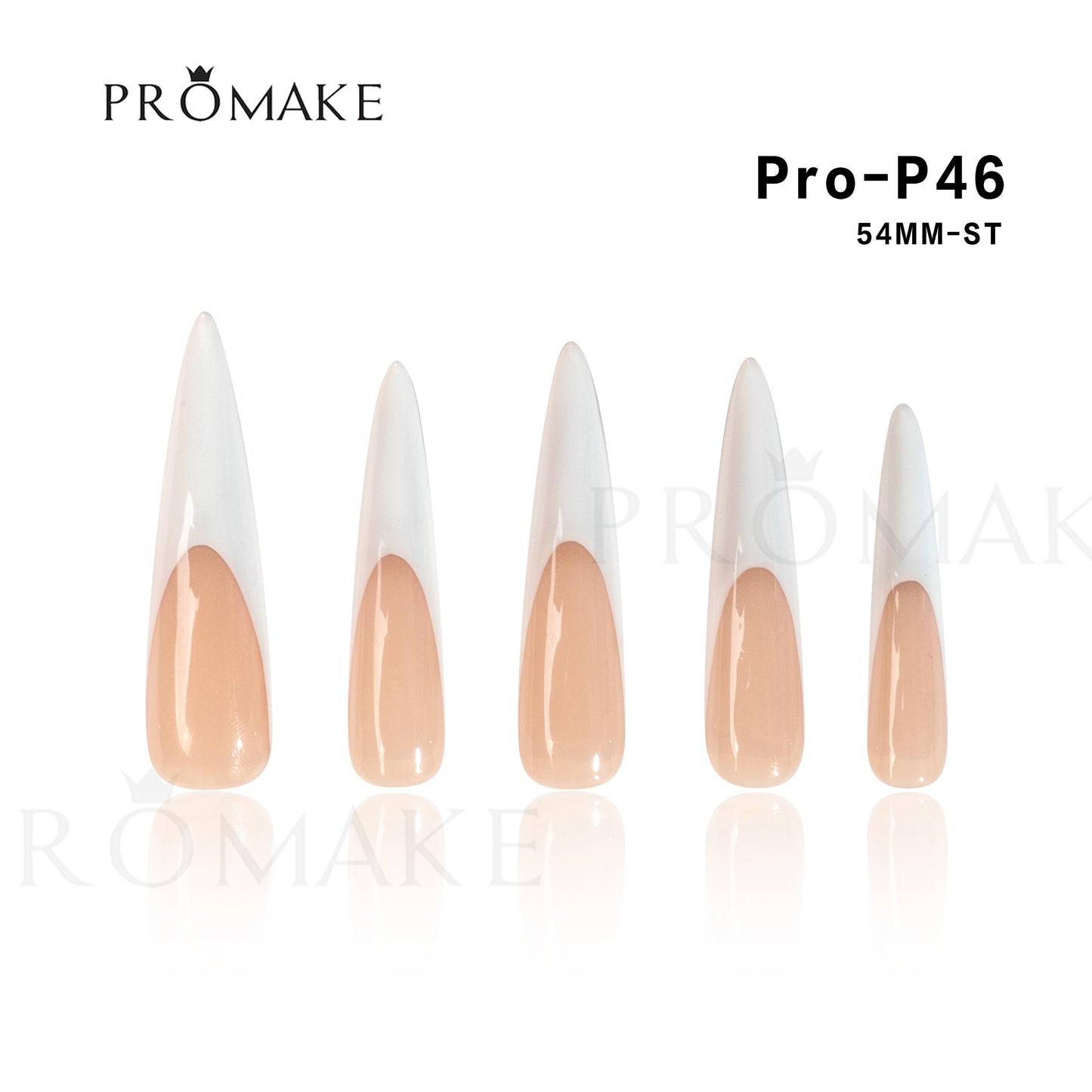 Promake French Classical -  100% Handmade Nails- Press On Nails- Elegance nails-Luxurious Nails-10 PCS with Glue,Coffin French Tips,Stiletto French Tips,Almond French Tips,Perfect for DIY Nail Art and Gifts-size -XS-XL