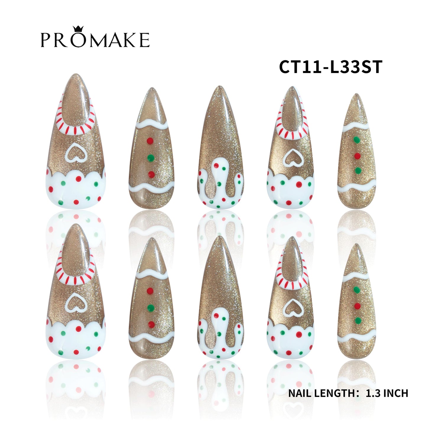 Promake Angel Christmas Collection-  Luxury Handmade Press on Nails-Nail Art Nail Care-With Nails Tools- Different Length  - S-L Size