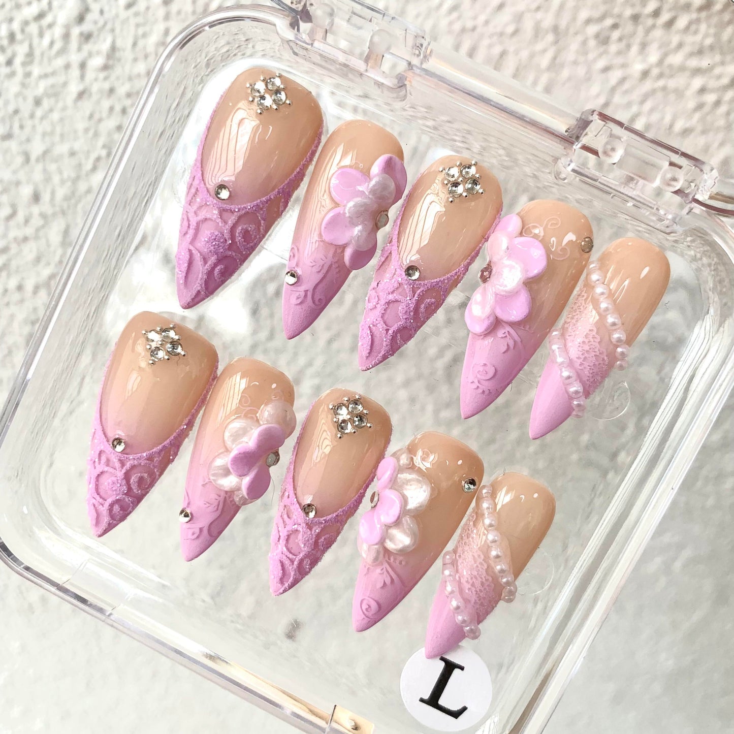 Promake H1102-H1150 New Limited Luxury Handmade Press-On Nails, Reusable Multi-Pack with Easy Nail Art, Different Lengths, Beach & Floral Designs, Long-Lasting, No Dry Time