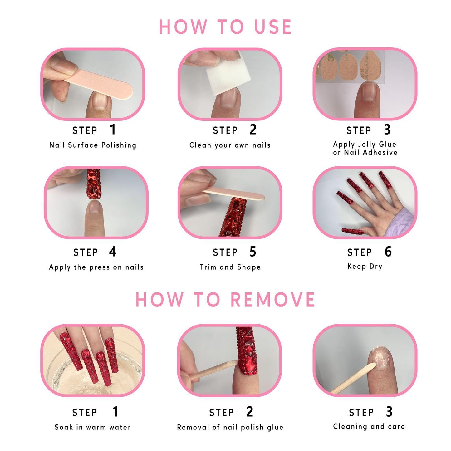 Promake | Love & Abundance Collection | Luxury Handmade Press On Nails with Gold Dollar & Heart Design | Reusable Custom Fit False Nails for Women