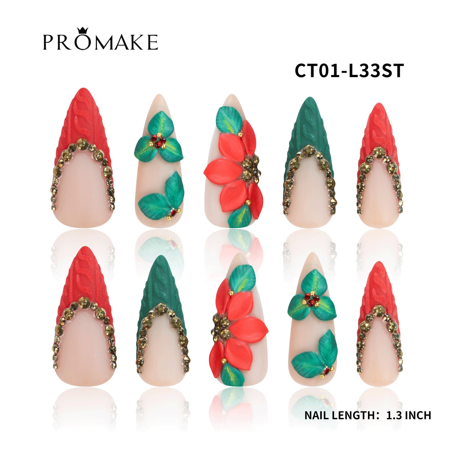 Promake Angel Christmas Collection-  Luxury Handmade Press on Nails-Nail Art Nail Care-With Nails Tools- Different Length  - S-L Size