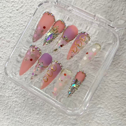 Promake KV03-L33ST-NV Handmade Press On Nails, Elegant Glossy Unisex Accessory, Beach Ready, Nail Art Tools, Different Lengths, No Dry Time, No UV Lamp, Stay Secure Through Sunscreen, Fashion Unisex