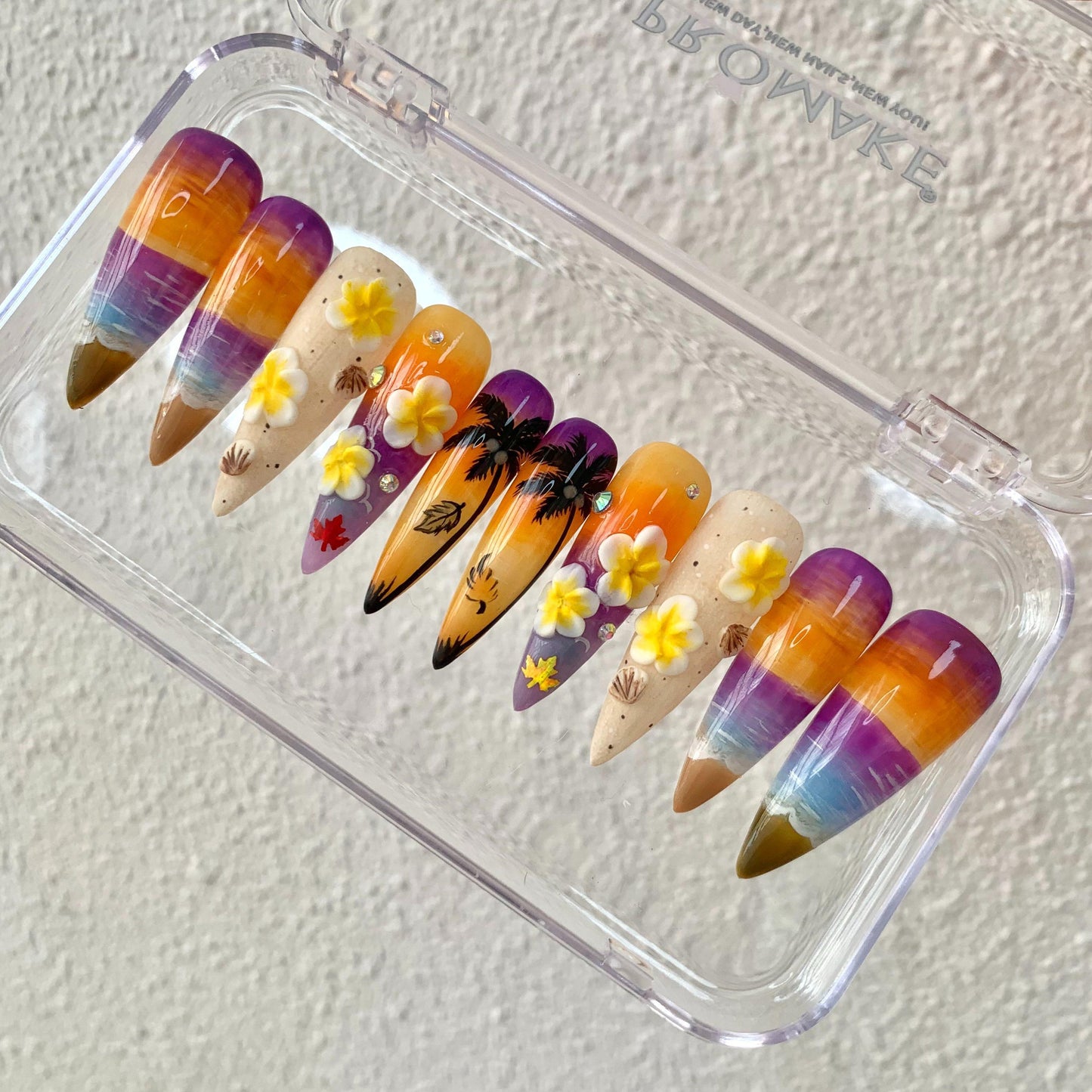Promake Summer new design - Luxury Handmade Press On Nails, 2026 New Summer Nail ,beach nails,floral nails | long lasting/reuse,sumer limitetd
