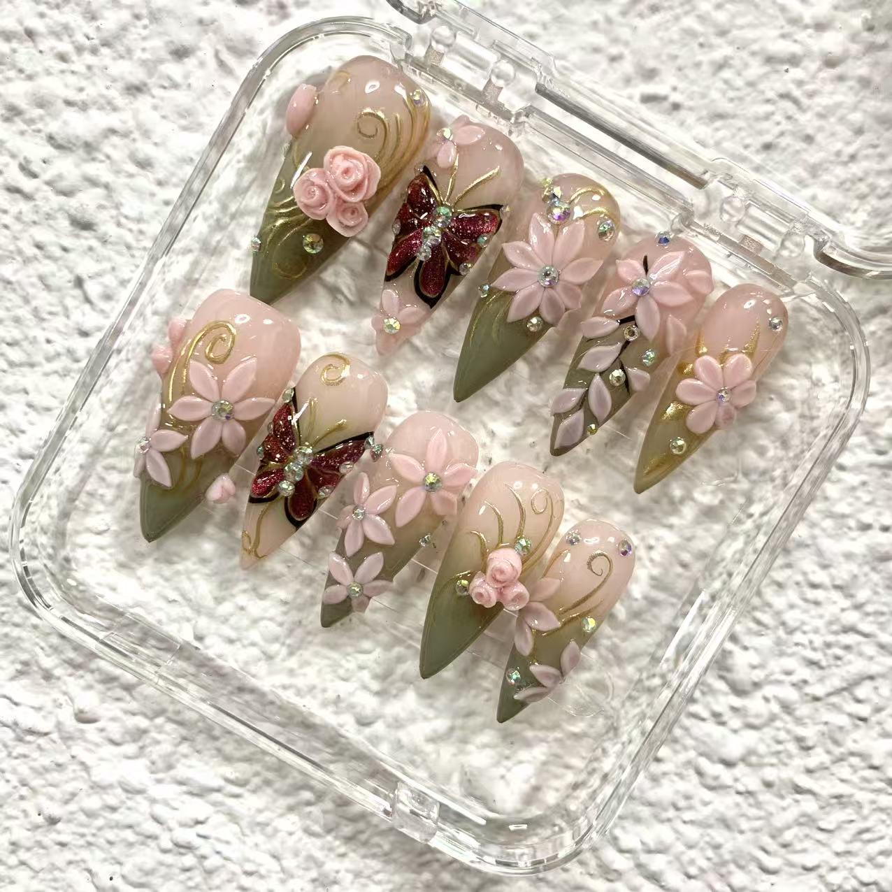 Promake Summer new design - Luxury Handmade Press On Nails, 2026 New Summer Nail ,beach nails,floral nails | long lasting/reuse,sumer limitetd