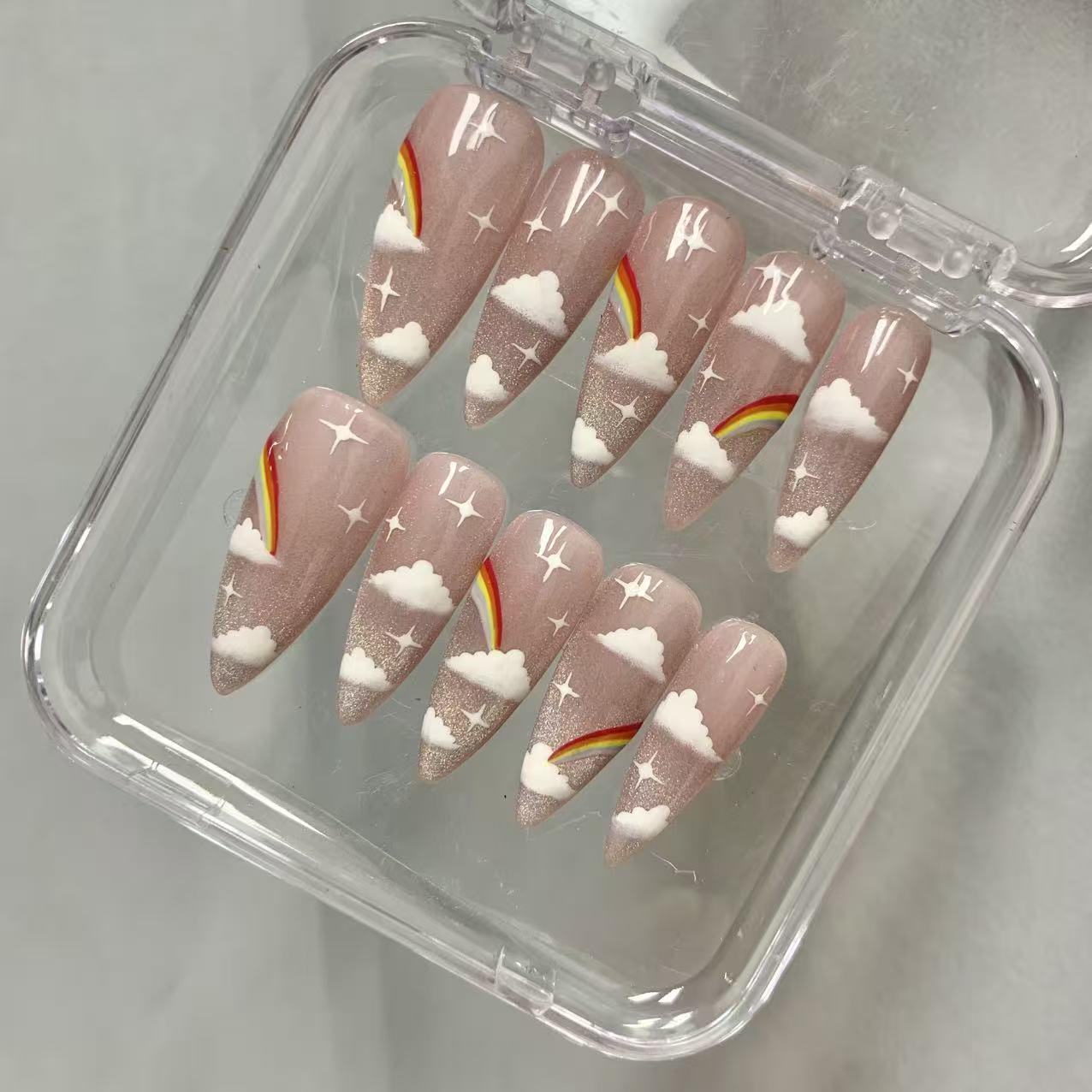Promake | Best-Selling Luxury Handmade Press On Nails for Women, Reusable Acrylic Fake Nails with 3D Nail Art, Rhinestones and Unique Designer Styles, Multiple Shapes and Lengths, Upgraded Nail Application Kit