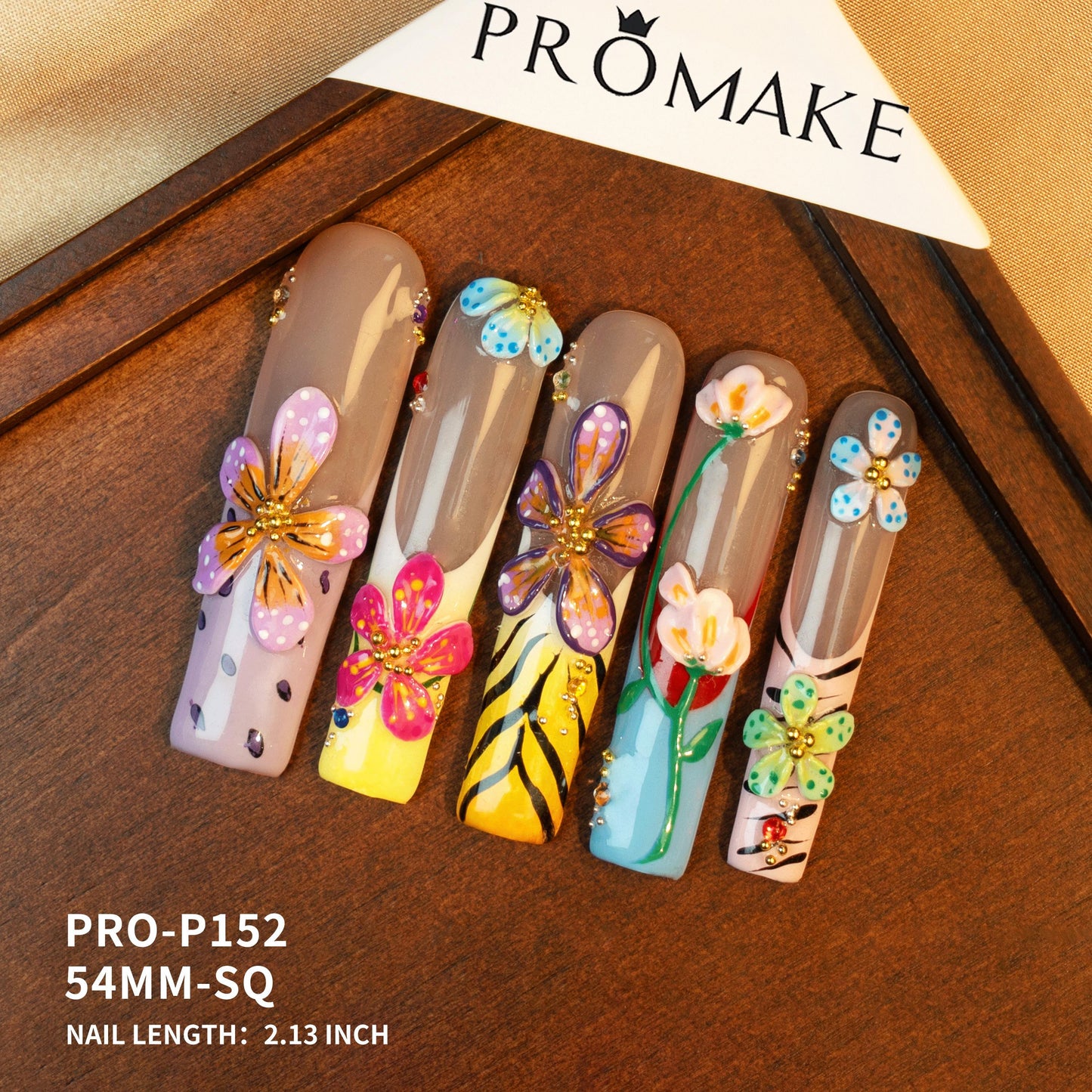 Promake | Symphony Spring Collection | Handmade 3D Floral Press On Nails | Multiple Lengths & Shapes