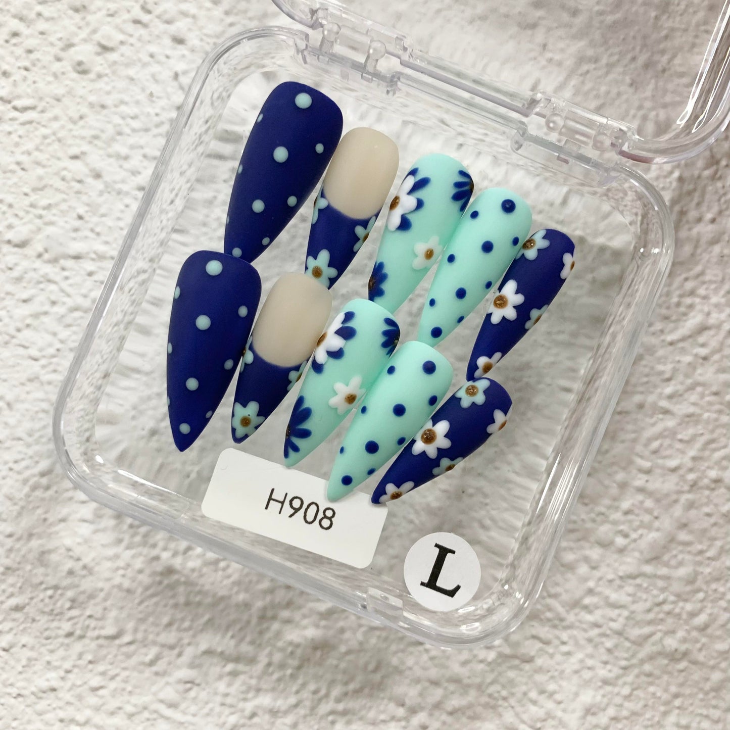 Promake H908-L33ST-NV Handmade Press On Nails, Elegant Glossy Unisex Accessory, Beach Ready, Nail Art Tools, Different Lengths, No Dry Time, No UV Lamp, Stay Secure Through Sunscreen, Fashion Unisex