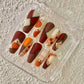 Promake Fall Muse Collection Luxury Handmade Women's Reusable 3D Acrylic Press On Nails - Cat Eye, Rhinestone, Unique Autumn Designs, Multiple Shapes & Lengths, Application Kit, Nail Art Supply