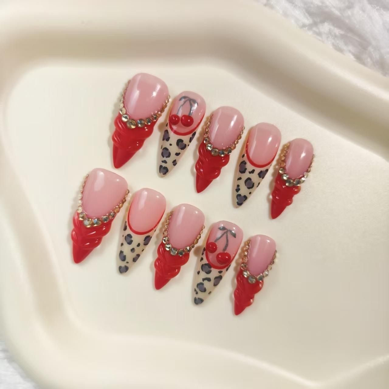 Promake | Best-Selling Luxury Handmade Press On Nails for Women, Reusable Acrylic Fake Nails with 3D Nail Art, Rhinestones and Unique Designer Styles, Multiple Shapes and Lengths, Upgraded Nail Application Kit