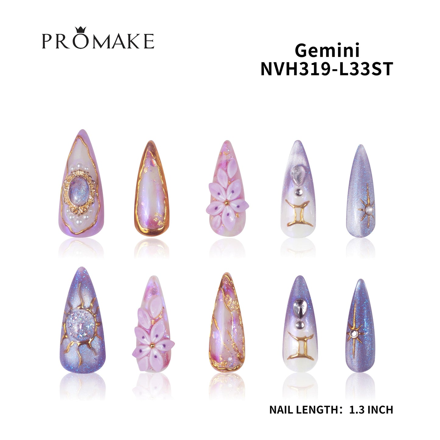 Promake Nails | XL Size | 100%Handmade Luxury Nails- Luxury Handmade Press on Nails-Nail Art Nail Care-With Nails Tools-Different Length
