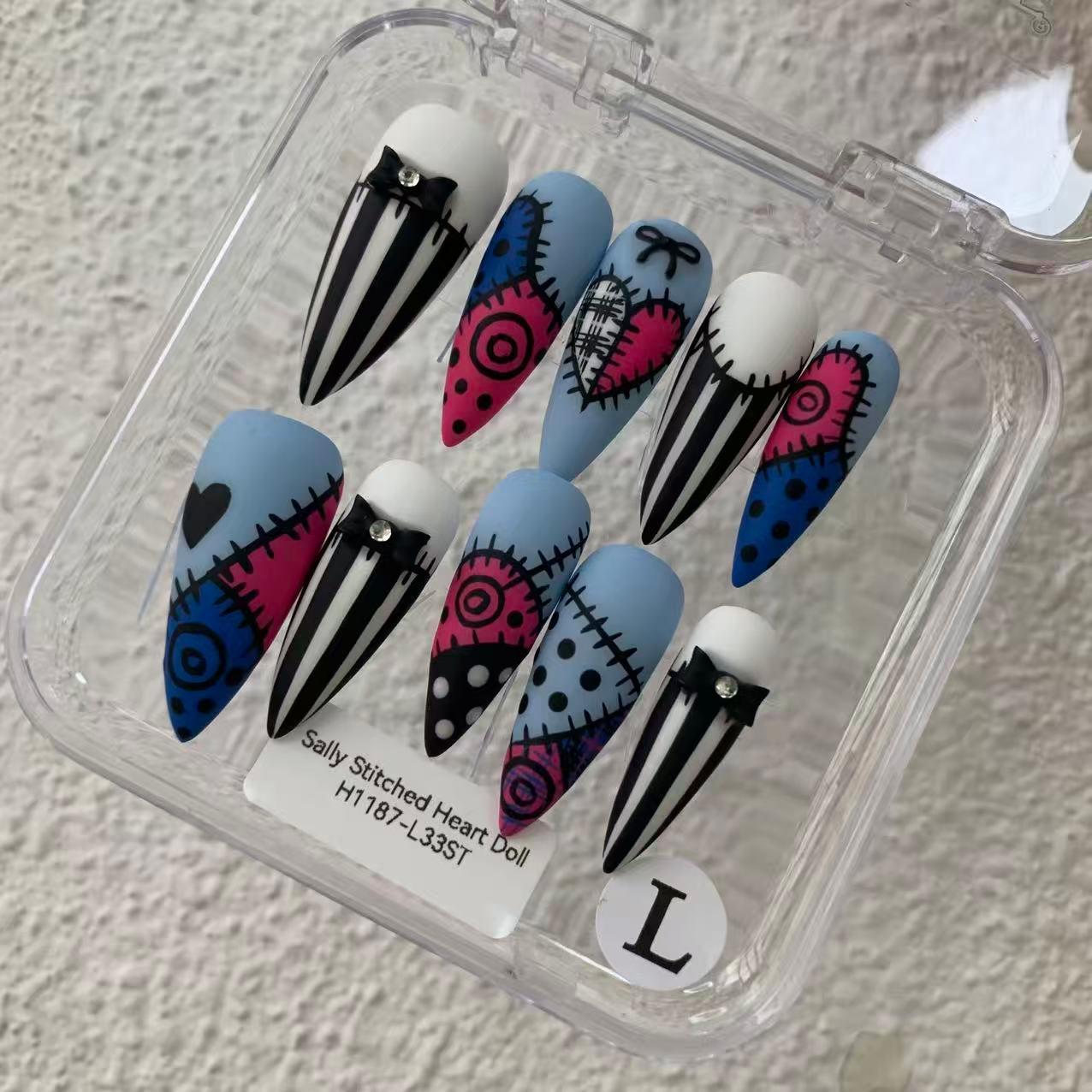 Promake | Two Trending  Luxury Handmade Acrylic Press On Nails for Women - Reusable, 3D Nail Art, Rhinestones, Unique Designer Styles, Multiple Shapes & Lengths, Upgraded Application Kit, Multi-Size