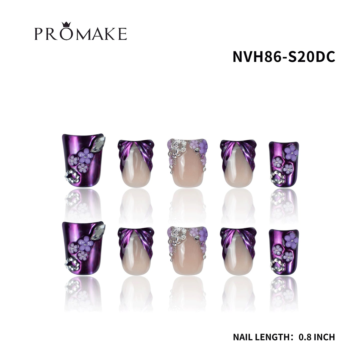 Promake Nails | XS Size | 100% Handmade Luxury Nails-  Luxury Handmade Press on Nails-Nail Art Nail Care-With Nails Tools-Different Length
