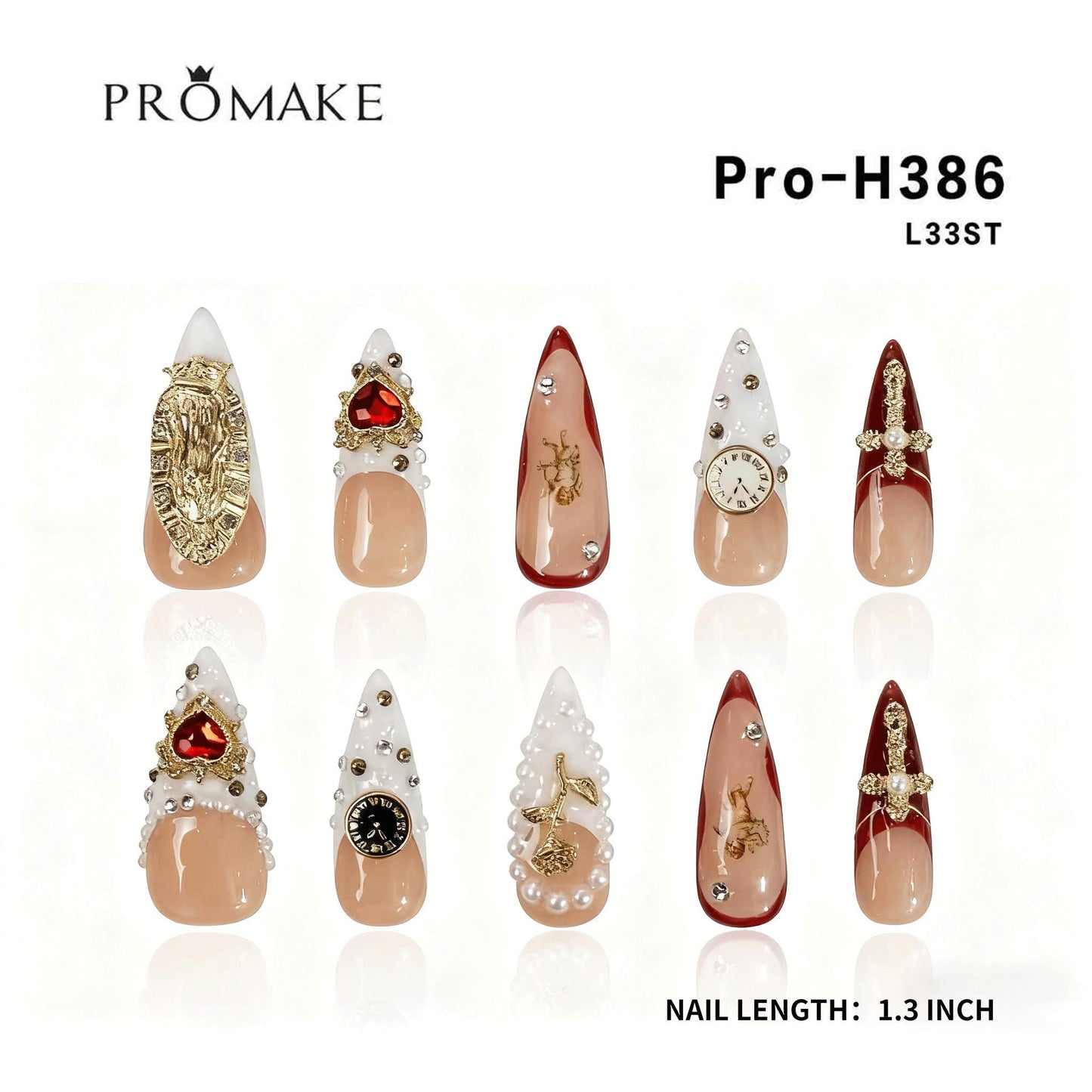 PROMAKE MUST HAVE LD- NEW Girl MUST HAVE- Luxury Handmade Press on Nails-Nail Art Nail Care-With Nails Tools- 33MM Length Super Long Length - XS-XL Size