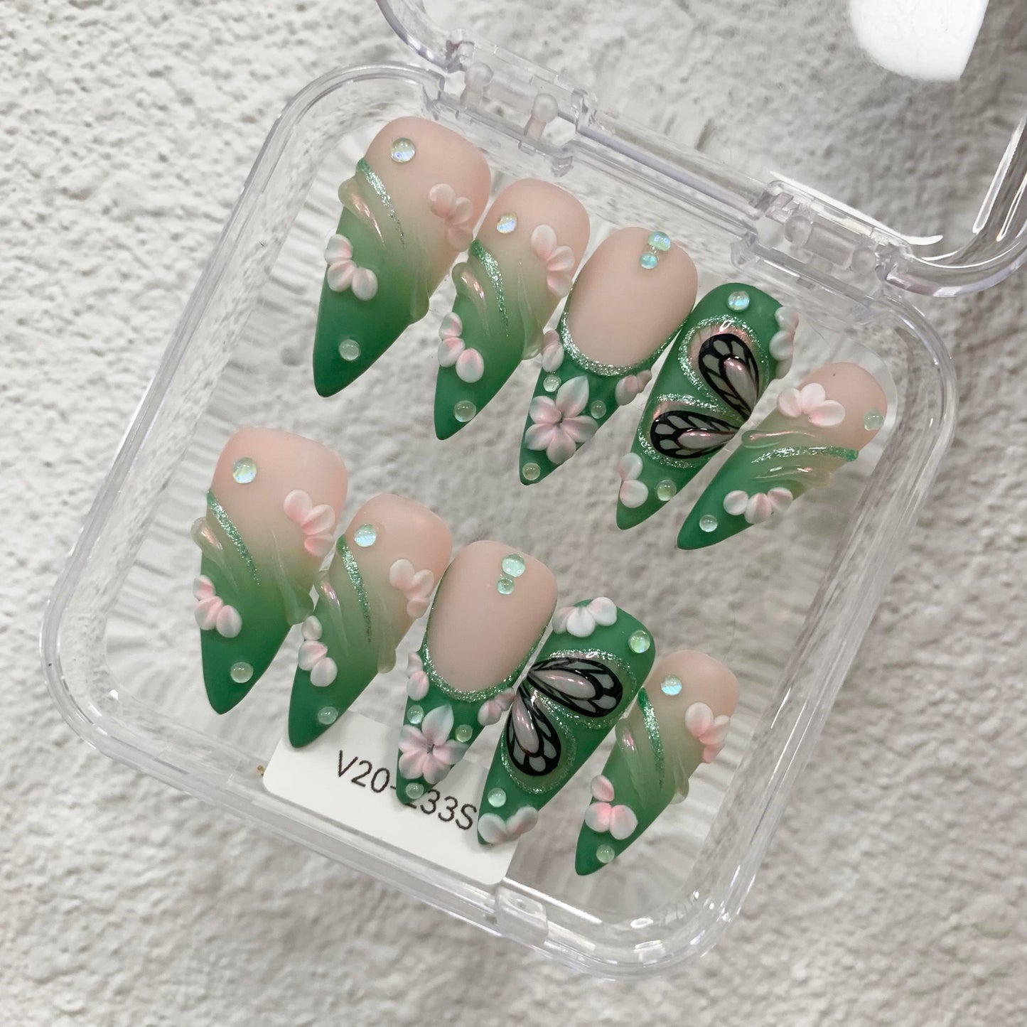 Promake V20-L33ST Handmade Press On Nails, Summer Beach Ready, Nail Inspo Name Accessory