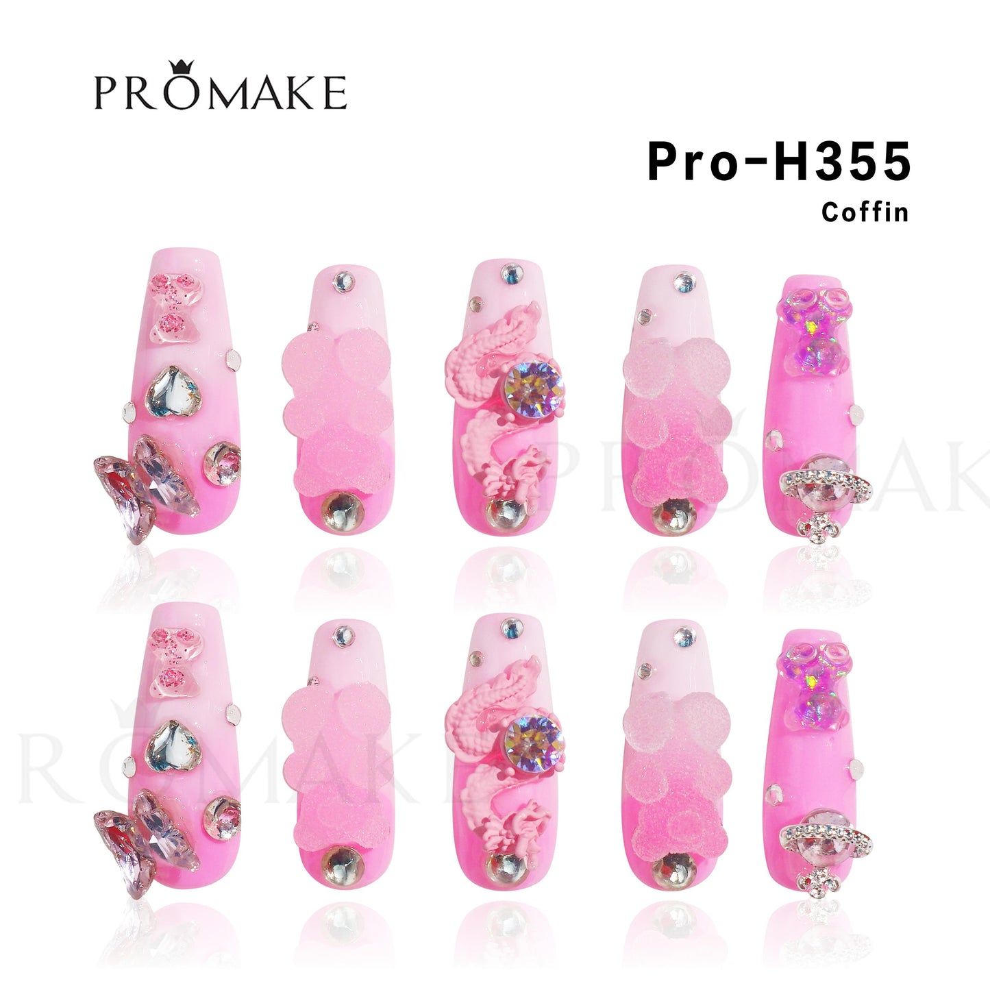 Promake New LD- Luxury Handmade Press on Nails-Nail Art Nail Care-With Nails Tools- 33MM Length Super Long Length - XS-XL Size